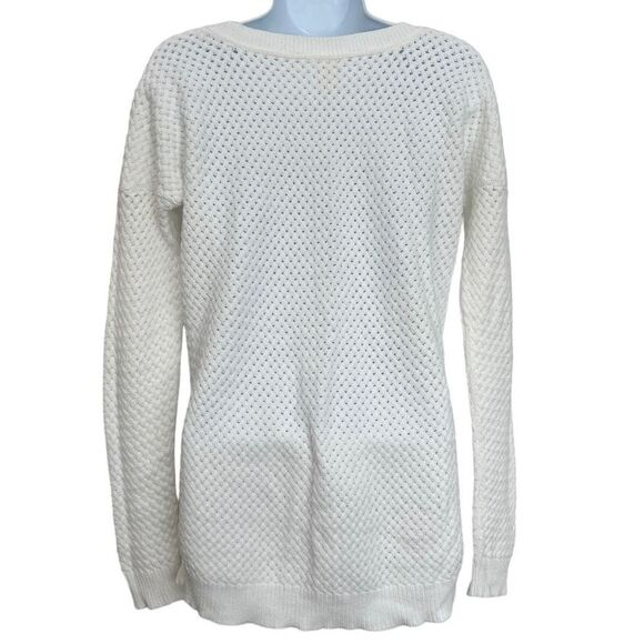 Roxy Knit Cotton Crew Neck Sweater Off White Medium - Picture 3 of 8